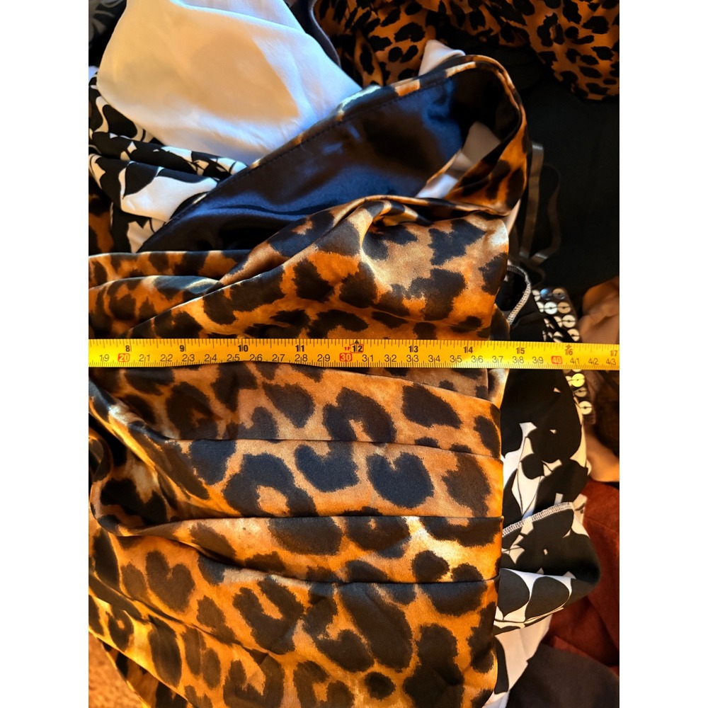 Y2k Express Leopard Print Cowl Neck Tiered Pleated Sleeveless Satin Top Small #5 - Picture 5 of 5
